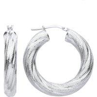Jewelco London Women's 925 Sterling Silver Reptile Skin Mesh Twist Hoop Earrings