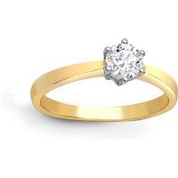 Jewelco London Women's 18ct Gold 0.5ct Diamond Solitaire Engagement Ring 6mm | Size: P