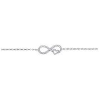 Jewelco London Women's Silver CZ Love Heart Infinity Charm Bracelet 10mm 6 inch - GVB377 in White