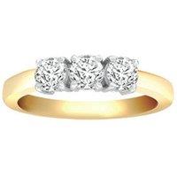 Jewelco London Women's 18ct 2 Colour Gold Diamond 3 Stone Uniform Trilogy Ring 4mm | Size: J