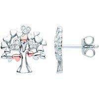 Jewelco London Women's 925 Sterling Silver CZ Love Heart Tree of Life Stud Earrings