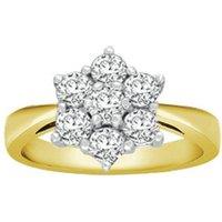 Jewelco London Women's 18ct 2 Colour Gold 1.25ct Diamond 7 Stone Flower Cluster Ring | Size: Q