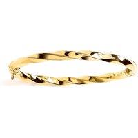 Jewelco London Women's Silver Chunky Square Tube Candy Ribbon Twist Bangle Bracelet 6mm - GVG228G in Gold