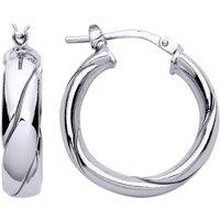 Jewelco London Women's 925 Sterling Silver Plaited Chunky Twist Hoop Earrings 20mm 5mm