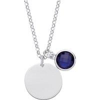 Jewelco London Women's Silver Blue Button CZ September Birthstone Medallion Necklace - GVK338SAP in White