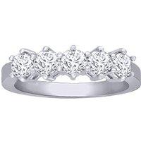 Jewelco London Women's 18ct White Gold 1ct Diamond 5 Stone Eternity Ring 5mm in Silver | Size: Small