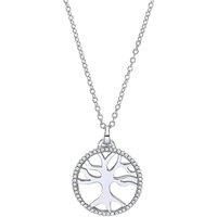 Jewelco London Women's Silver CZ Tree of Life Pendant Necklace 17 inch - GVP394 in White