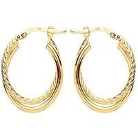 Jewelco London Women's Gilded Silver Twist Double Oval Hoop Earrings in Gold