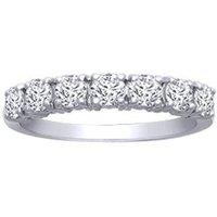 Jewelco London Women's 18ct White Gold 1ct Diamond 7 Stone Eternity Ring 4mm in Silver | Size: Large