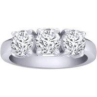 Jewelco London Women's 18ct White Gold 2ct Diamond 3 Stone Uniform Trilogy Ring in Silver | Size: Large