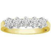 Jewelco London Women's 18ct Gold 0.75ct Diamond 5 Stone Eternity Ring 5mm | Size: O