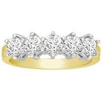 Jewelco London Women's 18ct Gold 1.5ct Diamond 5 Stone Eternity Ring 6mm | Size: H