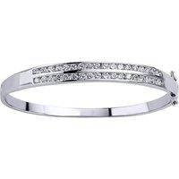 Jewelco London Women's Silver CZ 2 Row Eternity Bangle Bracelet 6mm - GVG031 in White
