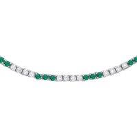 Jewelco London Women's Silver Green CZ Eternity Stripes Tennis Necklace 2mm 17.5" - GVK434EM in White