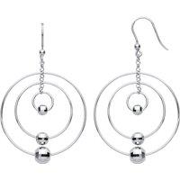 Jewelco London Women's 925 Silver Triple Disco Bead Circles Atom Orbit Drop Earrings