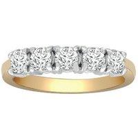 Jewelco London Women's 18ct 2 Colour Gold 1ct Diamond Pentalogy Eternity Ring 4mm | Size: R