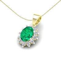 Jewelco London Women's 2-Colour 9ct Gold Green Oval CZ Classic Royal Necklace 20" - G9P6030EM