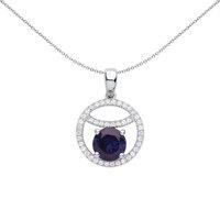 Jewelco London Women's Silver Blue CZ Sleepy Eyeball Cirle of Life Pendant Necklace 18" - GVP581 in White