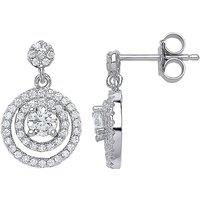 Jewelco London Women's Silver CZ Double Halo Stud Earrings
