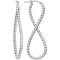 Jewelco London Women's Sterling Silver Bead Edge Infinity Figure 8 Drop Hoop Earrings