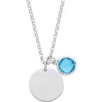 Jewelco London Women's Silver Aqua Blue CZ December Birthstone Medallion Necklace 16inch - GVK338TZT in White