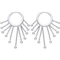 Silver CZ Raindrops Chandelier Hoop Drop Earrings 17mm - GVE882