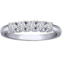 Jewelco London Women's 18ct White Gold Diamond 5 Stone Pentalogy Eternity Ring 3.5mm in Silver | Size: V
