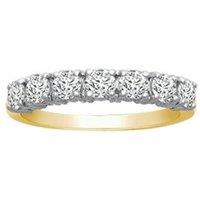 Jewelco London Women's 18ct 2 Colour Gold 1ct Diamond 7 Stone Eternity Ring 4mm | Size: R