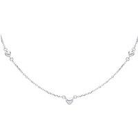 Jewelco London Women's Silver Mini 3D Love Heart Charm Necklace - GVK310 in White