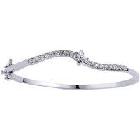 Jewelco London Women's Silver CZ Eternity Wave Bangle Bracelet - GVG038 in White