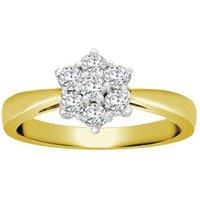 Jewelco London Women's 18ct Gold 0.5ct Diamond 7 Stone Flower Cluster Ring 9mm | Size: Small
