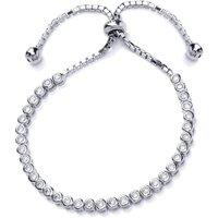 Jewelco London Women's Silver CZ Tennis Eternity Adjustable Toggle Slider Bracelet 3mm - GVB255RH in White