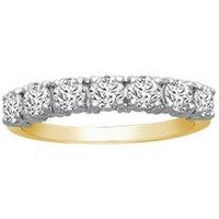 Jewelco London Women's 18ct 2 Colour Gold 1.25ct Diamond 7 Stone Eternity Ring 4mm | Size: P
