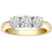 Jewelco London Women's 18ct 2 Colour Gold 1ct Diamond 3 Stone Uniform Trilogy Ring 4.5mm | Size: O