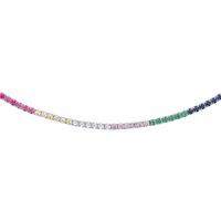 Jewelco London Women's Silver Rainbow CZ 4 Claw Rainbow Tennis Necklace 2mm 18" - GVK412 in White