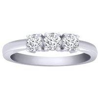 Jewelco London Women's 18ct White Gold 0.5ct Diamond 3 Stone Uniform Trilogy Ring 3.5mm in Silver | Size: T