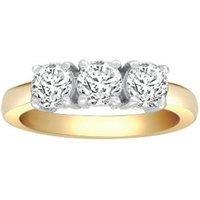 Jewelco London Women's 18ct 2 Colour Gold Diamond 3 Stone Uniform Trilogy Ring 5mm | Size: Small