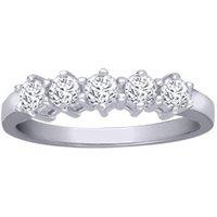 Jewelco London Women's 18ct White Gold 0.5ct Diamond 5 Stone Eternity Ring 4mm in Silver | Size: Q