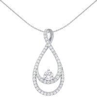 Jewelco London Women's 925 Silver CZ Infinity Double Pear Tear Pendant Necklace 18 inch - GVP646 in White