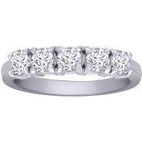 Jewelco London Women's 18ct White Gold 1ct Diamond 5 Stone Pentalogy Eternity Ring 4mm in Silver | Size: K