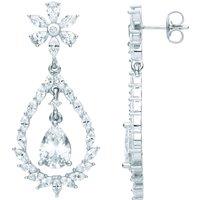 Jewelco London Women's Silver Pear Marquise CZ Fiery Snowflake Chandelier Drop Earrings