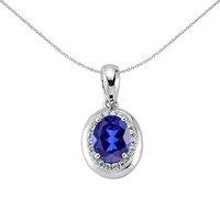 Jewelco London Women's Silver Blue Oval CZ Halo Pendant Necklace 18 inch - GVP225 in White