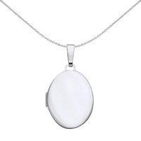 Jewelco London Women's 925 Silver Plain Polished Oval Locket Pendant Necklace 18 inch
