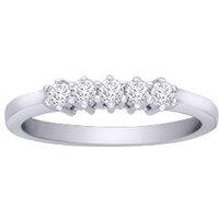 Jewelco London Women's 18ct White Gold 0.25ct Diamond 5 Stone Eternity Ring 3.5mm in Silver | Size: T