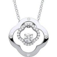Jewelco London Women's Silver CZ Double 4 Leaf CloverSolitaire Lavalier Necklace 18 + 2" - GVK368 in White