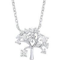 Jewelco London Women's Silver CZ Tree of Life Charm Necklace 18 inch - GVK260 in White