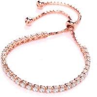 Jewelco London Women's Rose Silver CZ Tennis Eternity Adjustable Slider Bracelet 4mm - GVB321 in Rose Gold