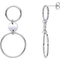 Silver Disc Hoops Drop Earrings - GVE628