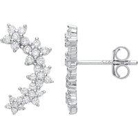 Jewelco London Women's 925 Sterling Silver CZ Shooting Star Flower Cluster Drop Earrings