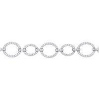 Jewelco London Women's Silver CZ Open Halo Bubbly Oval Link Bracelet 10mm - GVB455 in White
